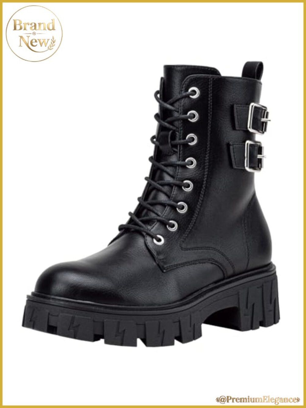 Women's Combat Boots Lace-Up Platform Ankle Booties Chunky Heel